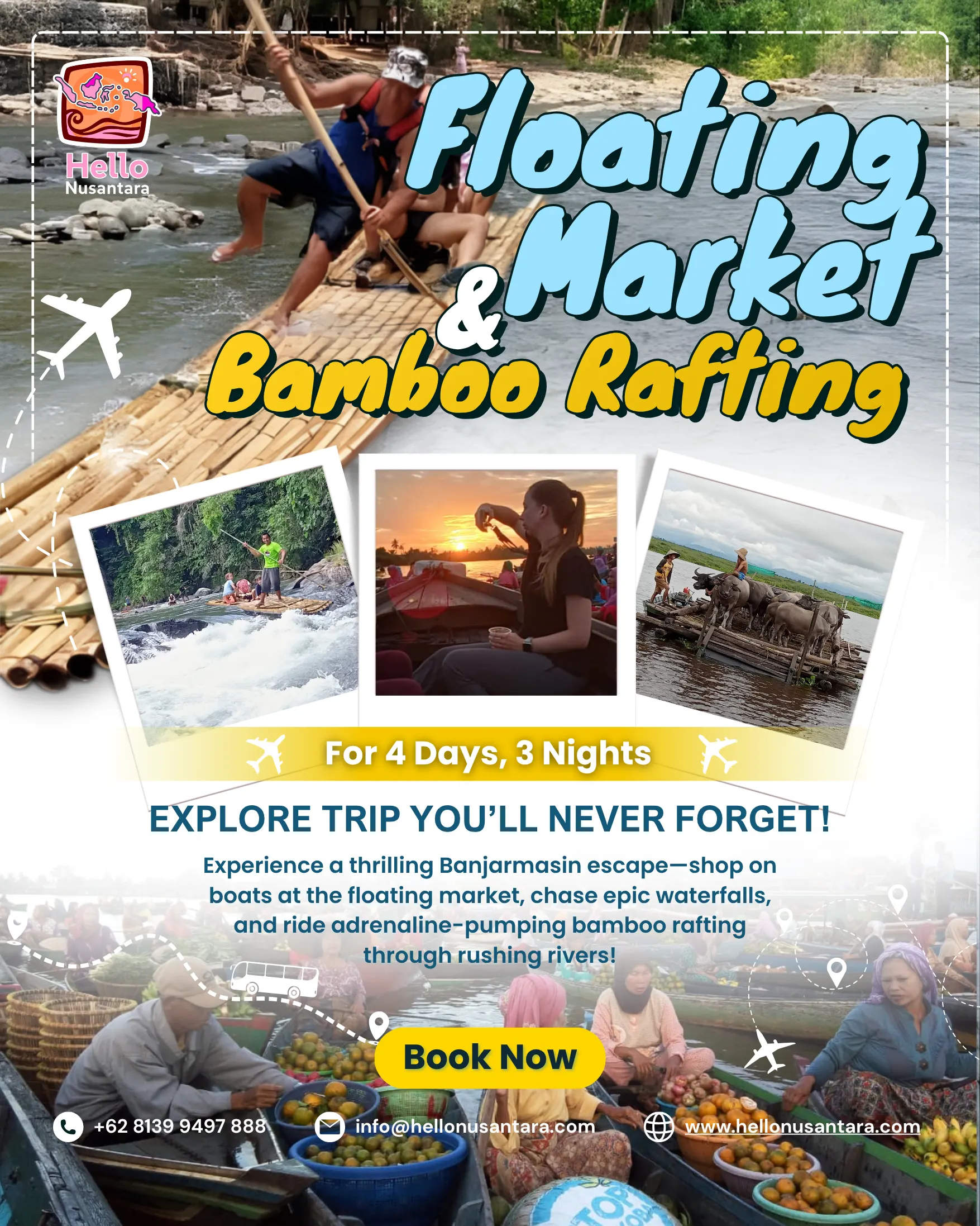 2. FLOATING MARKET & BAMBOO RAFTING TOURS